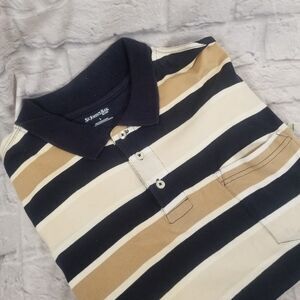 St Johns Bay VTG Mens Size Large Polo Striped Collared Button Short Sleeve